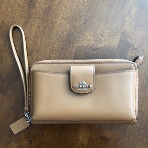 Coach wallet with front pocket and strap
